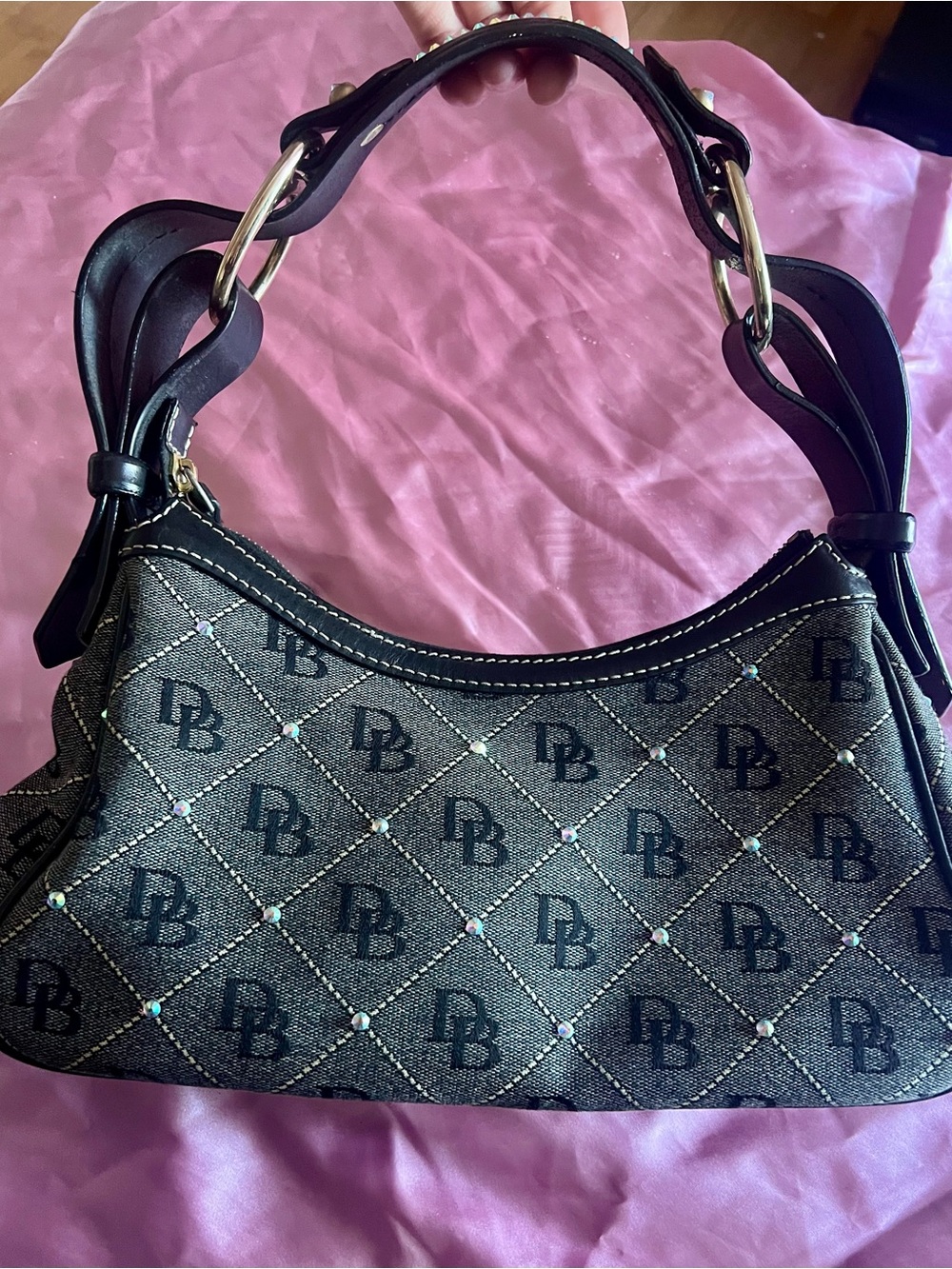 Black Patterned Shoulder Bag